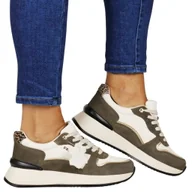 Półbuty damskie - DAMSKIE SNEAKERSY SKÓRZANE NA GRUBEJ PODESZWIE FILIPPO 7103 BIAŁE BRĄZOWE - miniaturka - grafika 1