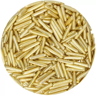 Posypka cukrowa MAKARONIKI ZŁOTE Yellow Gold XL FunCakes, 70 g - Dodatki do ciast w proszku - miniaturka - grafika 1