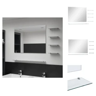 vidaXL Lustro ścienne z 5 półkami srebrne 80×60 cm - Lustro - Lustra - miniaturka - grafika 1
