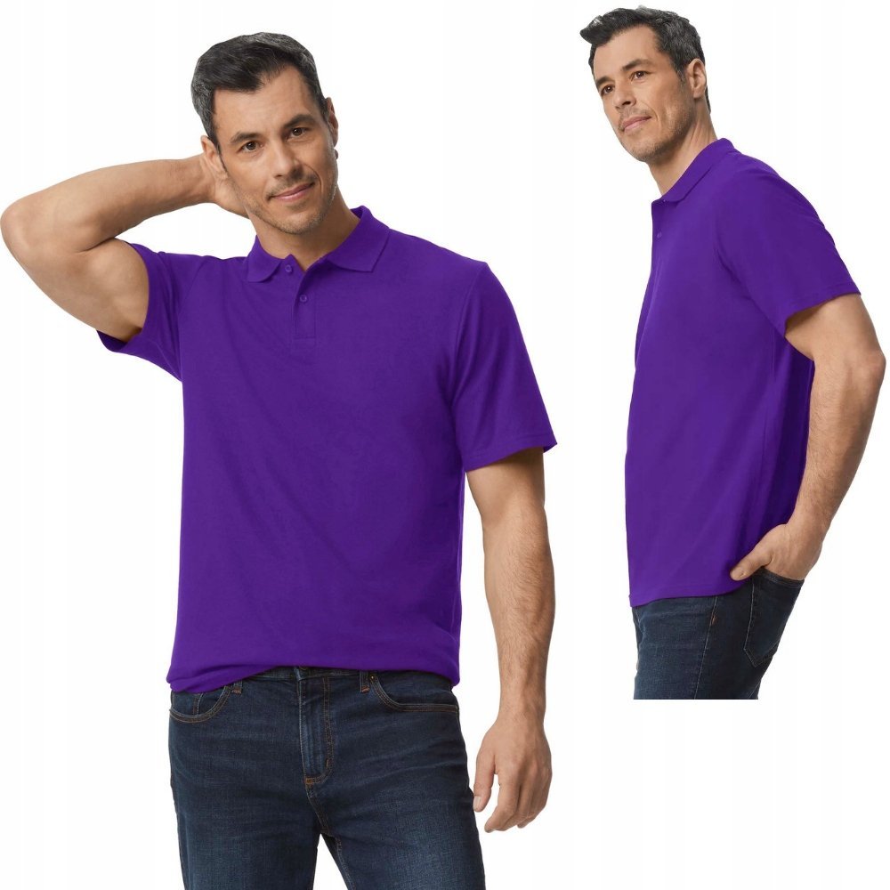 Koszulka POLO Polówka Męska BAWEŁNA Double Pique Gildan 64800 FIOLET S