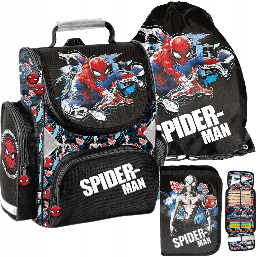 Tornister dla chłopca plecak szkolny 1-3 klasa Spiderman zestaw do szkoły