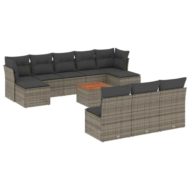 Zestaw mebli ogrodowych z rattanem PE, szary, wymiary: 62x62x69 cm, 55x62x6