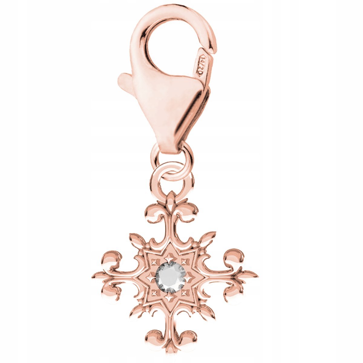 Zawieszka Pozłacana z Krzyżem Ozdobny Krzyż Krzyżyk Cyrkonia SREBRO 925