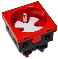 Gniazdka elektryczne - Gniazdo 230V z uziemieniem bezśrubowe 1-krotne std 45x45, z blokadą i zwalniaczem, czerwone - miniaturka - grafika 1