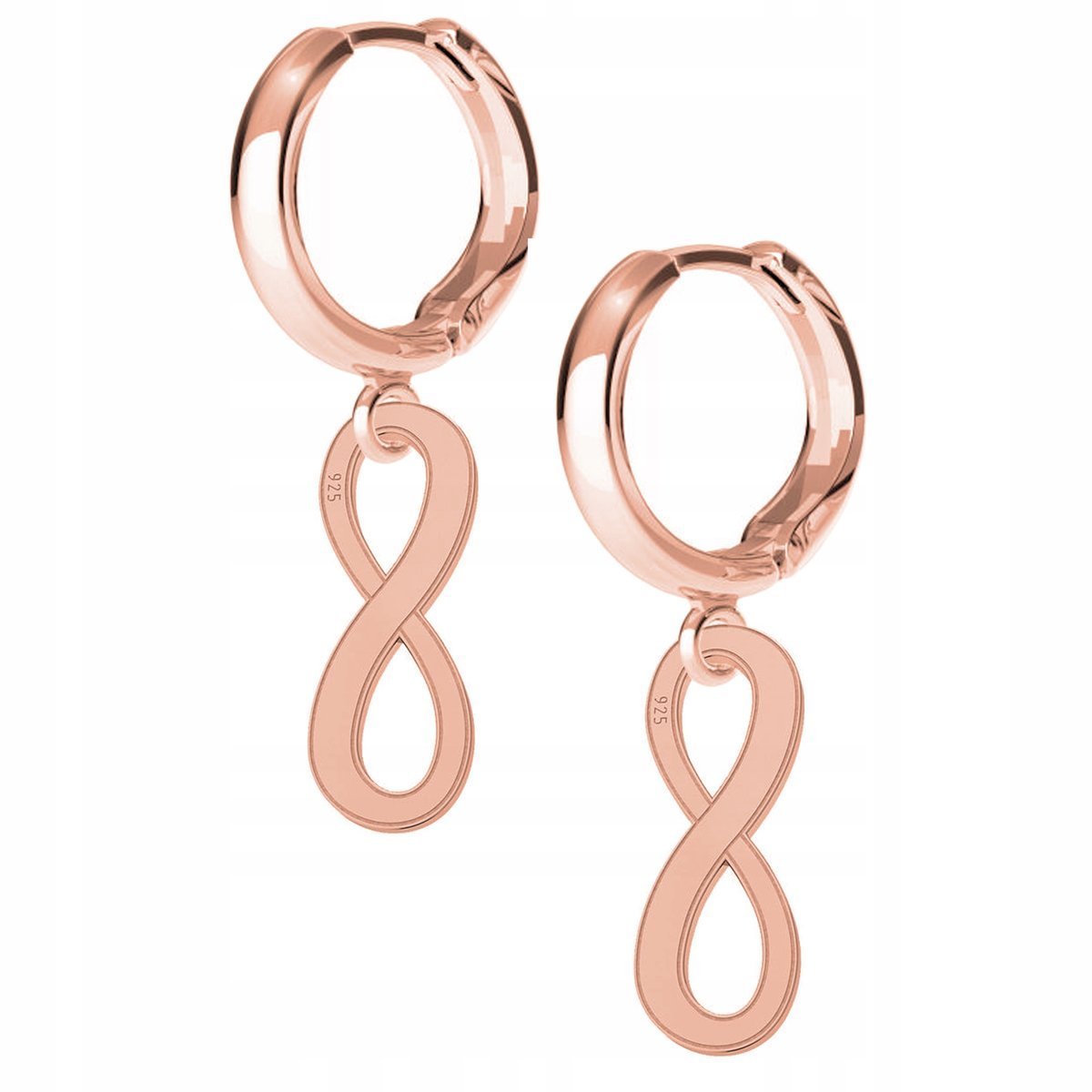 Kolczyki Nieskończoność różowe złoto 925