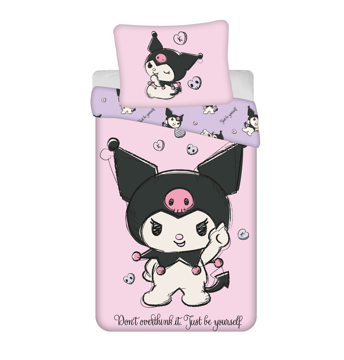 Pościel 140x200 Kuromi królik różowa poszewka 70x90