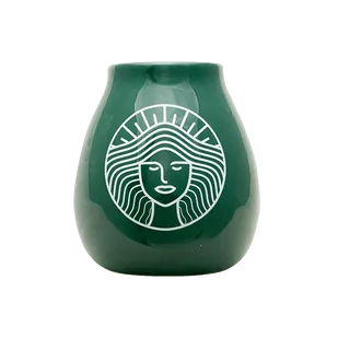Tykwa Ceramiczna zielona z logo Pachamama - 350 ml - Yerba Mate - miniaturka - grafika 2