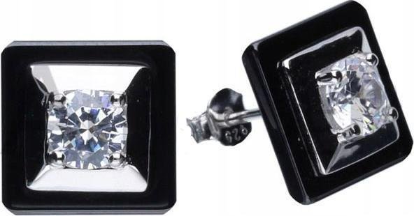 Srebrne kolczyki 925 kwadraty ceramiczne 3,38g Eleganckie modne na prezent