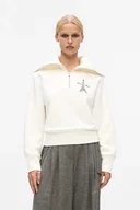 Bluzy damskie - Karl Lagerfeld bluza bawełniana damska kolor beżowy z nadrukiem A4W20067 - miniaturka - grafika 1