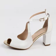 Sandały damskie - Prestige Białe skórzane sandały damskie na słupku 2080 - - miniaturka - grafika 1