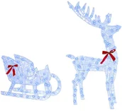 Ozdoby bożonarodzeniowe - vidaXL Renifer ciągnący sanie Niebieski 70 x 26 x 128,5 cm Akryl - miniaturka - grafika 1