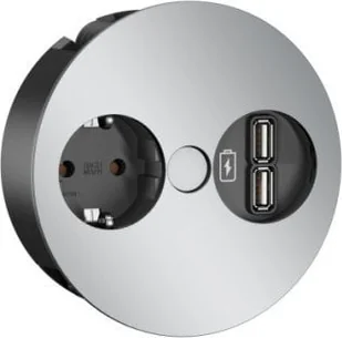 Bachmann BACHMANN TWIST 1x gniazdo z uziemieniem, ładowarka USB, wtyczka GST18, chrom, 0,2 m - Gniazdka elektryczne - miniaturka - grafika 1