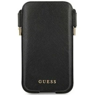Guess Saffiano Pouch - Torebka na telefon S/M max 6.1" czarny - Etui i futerały do telefonów - miniaturka - grafika 1