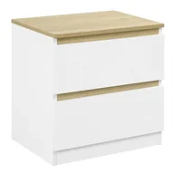 Szafki nocne - Bukkitbow - Szafka nocna z 2 szufladami - Zestaw 1 lub 2 szafek nocnych - drewno dębowe białe i jasne - Nośność: 30 kg - 40x41x30 cm - miniaturka - grafika 1