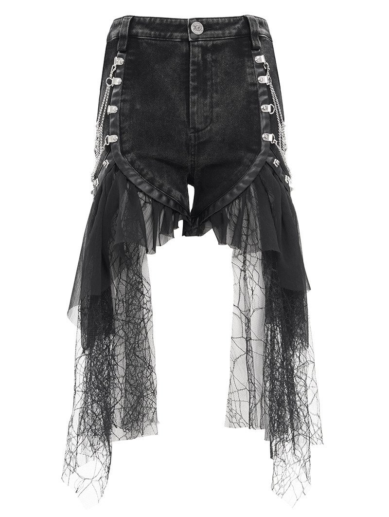 krótkie spodenki DEVIL FASHION - BLACK GOTHIC PUNK SPIDER -M