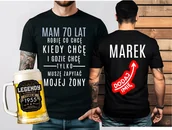 Moda i Uroda OUTLET - Koszulka na 70 urodziny - ZESTAW KOSZULKA MAM 70 LAT Z IMIENIEM ORAZ KUFEL - miniaturka - grafika 1