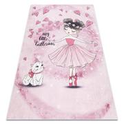 Dywany dla dzieci - Dywan do prania BAMBINO 2185 Balerina, kotek dla dzieci, antypoślizgowy - różowy, 160x220 cm - miniaturka - grafika 1