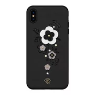 Etui i futerały do telefonów - Kingxbar Petal etui ozdobione oryginalnymi Kryształami Swarovskiego iPhone XS / iPhone X czarny - miniaturka - grafika 1