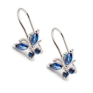Biżuteria dla dzieci - Srebrne kolczyki motyl niebieskie cyrkonie - miniaturka - grafika 1