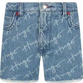 Spodnie i spodenki dla dziewczynek - HUGO KIDS Szorty | Regular Fit - miniaturka - grafika 1