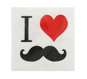 Dodatki do strojów karnawałowych - GoDan Serwetki "Kocham Wąsy", 33 cm, 20 szt SEKOW-DF - miniaturka - grafika 1