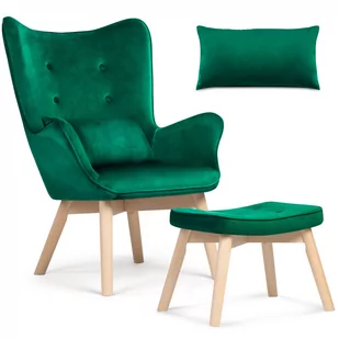 Fotel Uszak z podnóżkiem z poduszką SOFOTEL , zielony, 100x70 cm - Fotele - miniaturka - grafika 1