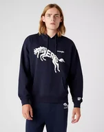 Bluzy męskie - Wrangler 75Th Anni Męska Bluza Z Kapturem Logo Nadruk Hoodie Dark Sapphire W645Htb08-Xl - miniaturka - grafika 1