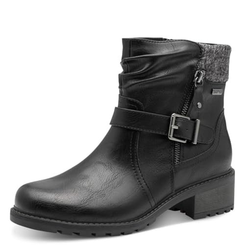 Jana Damskie buty typu Boot Flat Tex + wegańskie modne kozaki, czarne, 41 EU, czarny, 41 EU