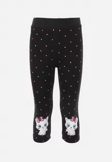 Legginsy - Czarne Legginsy w Kropki z Naszywkami Higo - Born2be - grafika 1