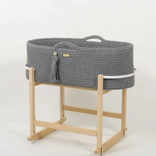 Kosz Mojżesza BOHO Handmade z kołyską - ciemny szary - Łóżeczka i kojce - miniaturka - grafika 1