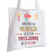 Torby i wózki na zakupy - Torba Bawełniana biała dla Fryzjerki Na Prezent ekologiczna Trwały Nadruk - miniaturka - grafika 1