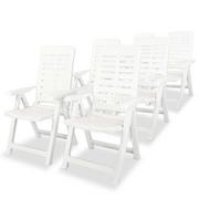 Fotele i krzesła ogrodowe - vidaXL Krzesła ogrodowe rozkładane, 6 szt., białe, 60 x 61 108 cm - miniaturka - grafika 1