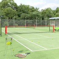 Tenis ziemny - vidaXL Siatka do tenisa, czarno-czerwona, 600x100x87 cm, poliester - miniaturka - grafika 1
