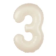 Balony i akcesoria - Balon foliowy cyfra 3 kremowy mleczny duży 100cm - miniaturka - grafika 1