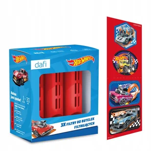 HOT WHEELS 3 Filtry do Butelki Filtrującej Dafi Czerwone + Naklejki - Wkłady filtrujące - miniaturka - grafika 1