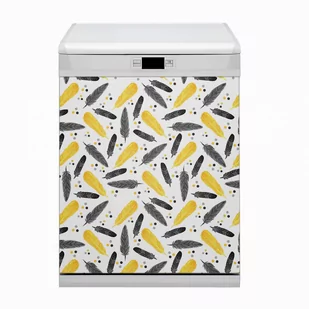 Magnes osłona na zmywarkę Czarne Złote Pióra 60x80 - Dekoracje domu - miniaturka - grafika 1