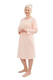 KOSZULA NOCNA DAMSKA XL DŁUGI RĘKAW BAWEŁNIANA LUŹNA ROZPINANA Z KORONKĄ 1 - Bielizna nocna - miniaturka - grafika 1