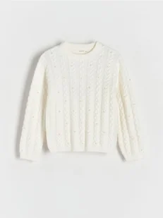 Reserved - Sweter z perełkami - złamana biel - Swetry dla dziewczynek - miniaturka - grafika 1