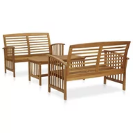 Meble ogrodowe - shumee shumee 3 cz zestaw wypoczynkowy do ogrodu lite drewno akacjowe - miniaturka - grafika 1