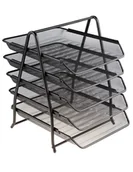 Półki na dokumenty - NET Półka na dokumenty siatka czarna 5 szuflad 5A Net W4705 - miniaturka - grafika 1