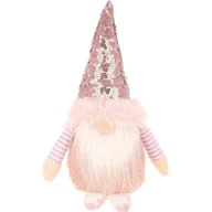 Ozdoby bożonarodzeniowe - Saska Garden, Skrzat Gnom Dekoracyjny Z Cekinami, Różowy, 20cm - miniaturka - grafika 1