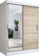Szafy - MKPOL Szafa przesuwna MODUO COMFORT 150 biała mat/dąb sonoma z lustrem po lewej - miniaturka - grafika 1
