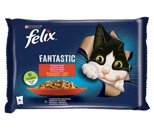 FELIX Wiejskie Smaki w galaretce z wołowina i kurczakiem 4x85g - Mokra karma dla kotów - miniaturka - grafika 1
