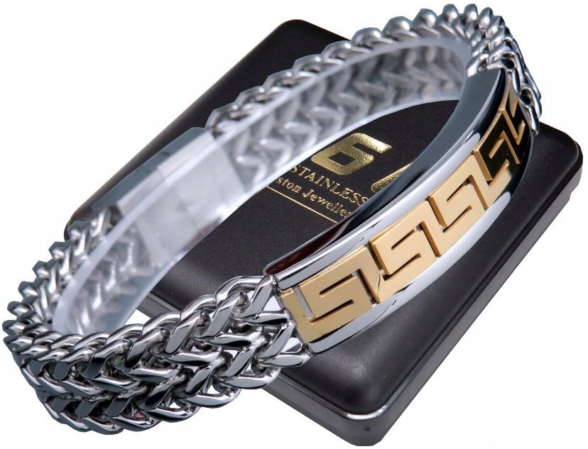 Elegancka Srebrna Bransoleta Męska Splot Królewski