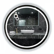 Lustra - LUSTRO OKRĄGŁE LED PODŚWIETLANE ŁAZIENKOWE CZARNE W RAMIE 70 CM - miniaturka - grafika 1