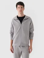 Bluzy sportowe męskie - Męska bluza dresowa rozpinana z kapturem 4F 4FRAW24TSWSM1820 - szara - miniaturka - grafika 1