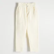 Spodnie damskie - Reserved - Spodnie paperbag - kremowy - miniaturka - grafika 1