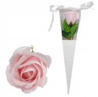 Sztuczne kwiaty - Pachnąca róża mydlana w rożku PREZENT UPOMINEK dla KOBIETY - miniaturka - grafika 1