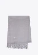 Apaszki i szaliki męskie - Szalik damski z frędzlami jednolity szary - miniaturka - grafika 1