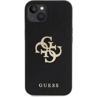 Etui i futerały do telefonów - Guess GUHCP15SPSP4LGK iPhone 15 6.1" czarny/black hardcase Leather Perforated 4G Glitter Logo - miniaturka - grafika 1